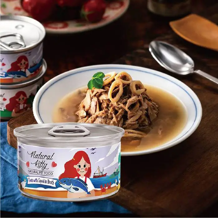 Natural Kitty  無膠鮮甜鮪魚花枝魚湯貓罐頭80g 低磷(125mg/kcal)